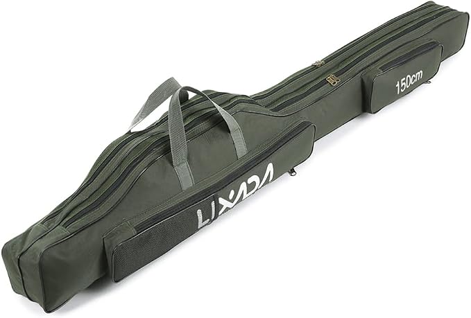 Lixada Fishing Rod Case, Portable Folding Fishing Rod Case Fishing Pole Reel Storage Bag Fishing Gears Organizer