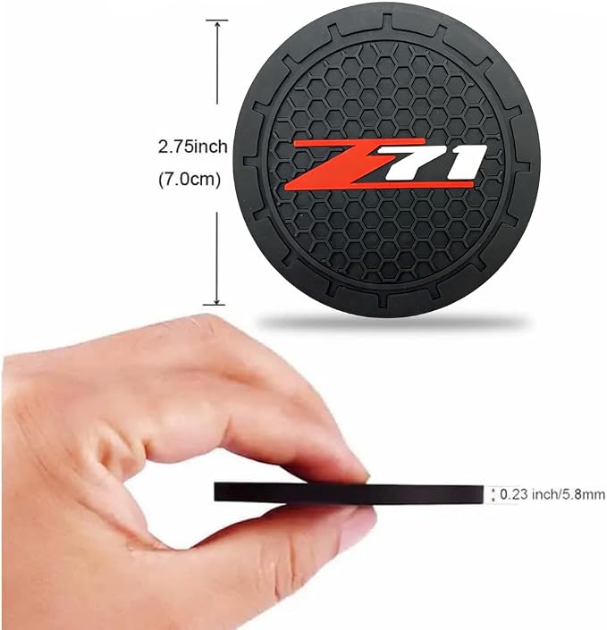 2 Pack Chevy Z71 Car Cup Holder, Non-Slip Cup Coasters for Colorado Silverado Fashion car Interior Accessories,Decorative Car Cup Mat, Diameter 2.75 Inch
