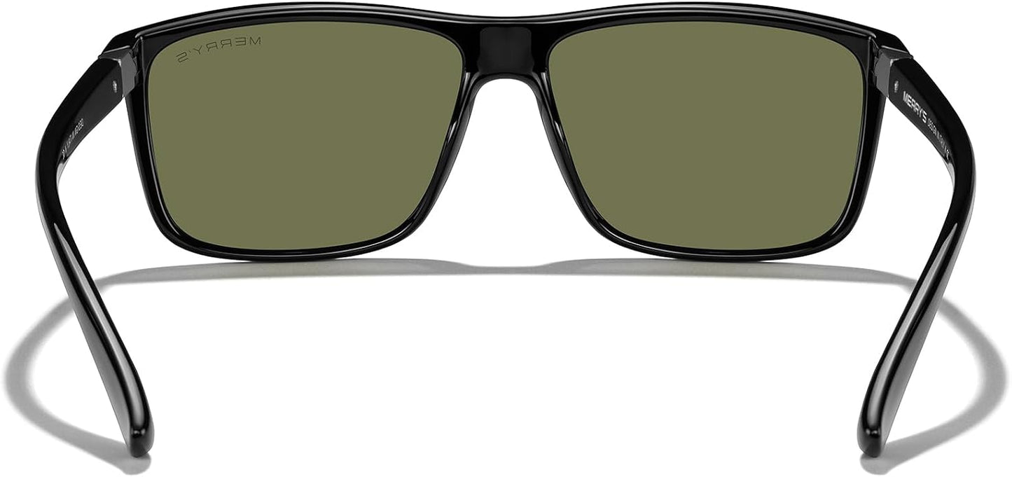 MERRY'S Rectangular Polarized Sports Sunglasses for Men Women Cycling Driving Fishing UV400 Protection S8225