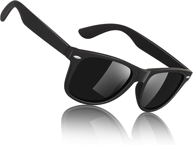 Sunier Polarized Sunglasses for Men and Women, Retro Square Matte Finish UV400 Protection Shades for Driving, Fishing