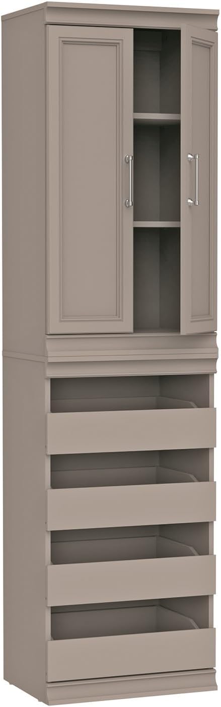ClosetMaid Modular Storage 21.38-inch W 3-Shelf 4-Drawer Tower Wood Closet System, Smoky Taupe