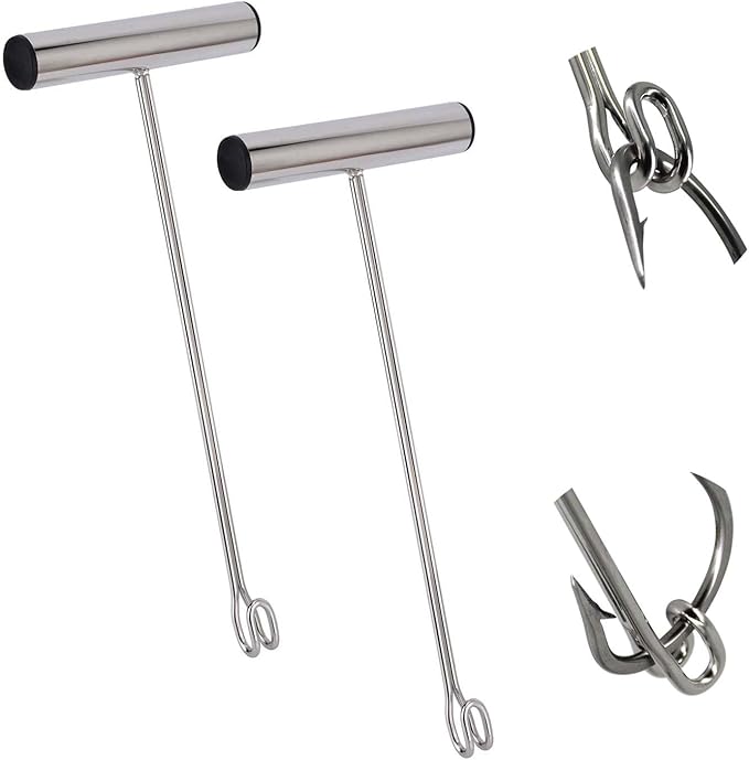 2 Pack Stainless Steel Fishing Hook Remover，Push/Pull Hook Remover，Dehooker Tool,Anti-Lost Saltwater Dehooker Tool Shark Hook Remover