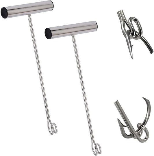 2 Pack Stainless Steel Fishing Hook Remover，Push/Pull Hook Remover，Dehooker Tool,Anti-Lost Saltwater Dehooker Tool Shark Hook Remover