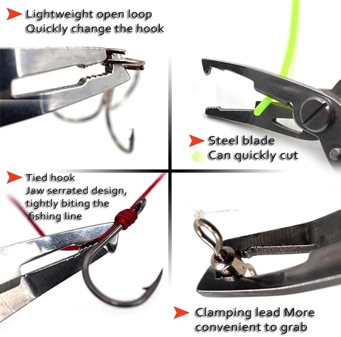 DeepCrush Fishing Pliers, Saltwater, Stainless Steel, Multi-Function, Anti-Corrosion, 4.9-Inch, with Sheath and Lanyard, Fishing Gifts for Men (Black)