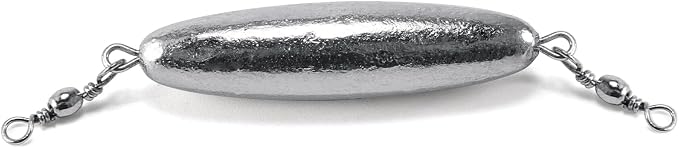 Dr.Fish 10 Pack in-line Trolling Sinkers with Double Swivel Torpedo Weight Lead Fishing Sinkers Double Ring Saltwater Freshwater Salmon Walleye Trolling