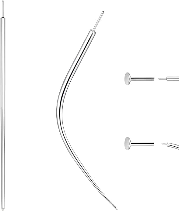 14G 16G 18G 20G Piercing Taper Piercing Ball Grabber Tool Stainless Steel Flat Back Earring Applicator Tool Threadless Insertion Pin Curved Body Piercing Kit for Ear/Nose/Navel/Lip/Eyebrow