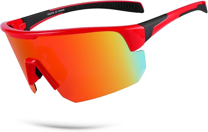 BangLong Lightweight Polarized Sports Sunglasses for Men Women, UV400 Protection Wrap-Around Sunglasses for Running Cycling