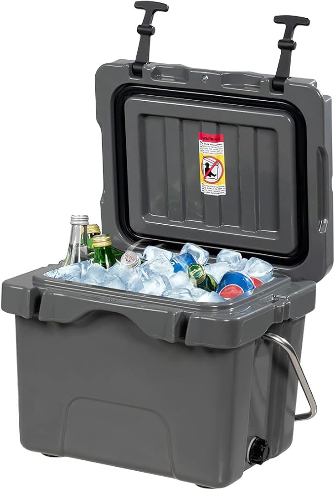 DORTALA 16 Quart Cooler, Heavy Duty Ice Chest with Handle, Drain Plug & 2 Cup Holders, 3-5 Day Ice Retention, Portable Ice Cooler Ideal for Camping, Travel, Fishing &Activities