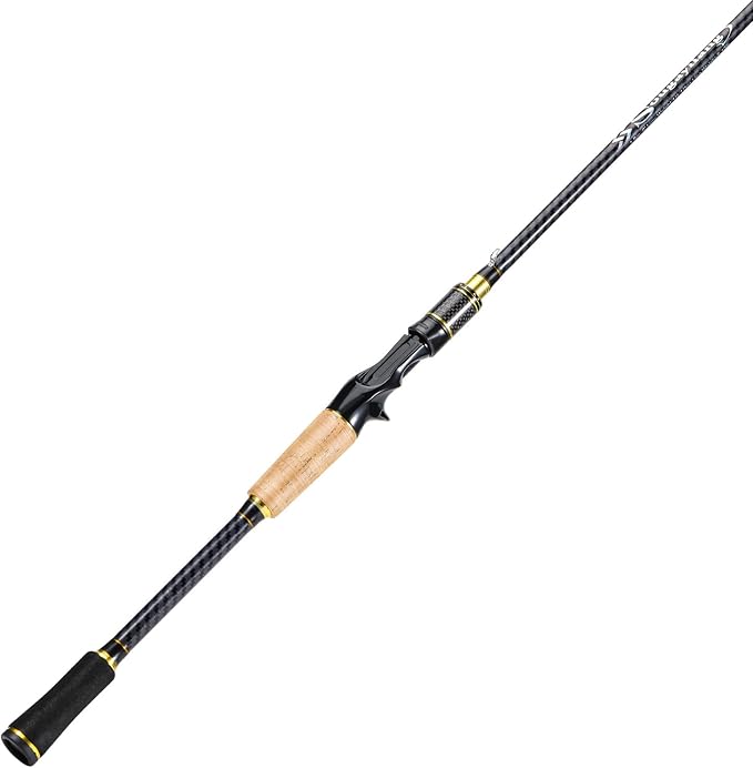 Sougayilang Fishing Rod 24-Ton Carbon&Glass Fiber Composite Spinning and Casting Rod, 2 Piece for Bass Trout Crappie Travel Fishing- 6'0"