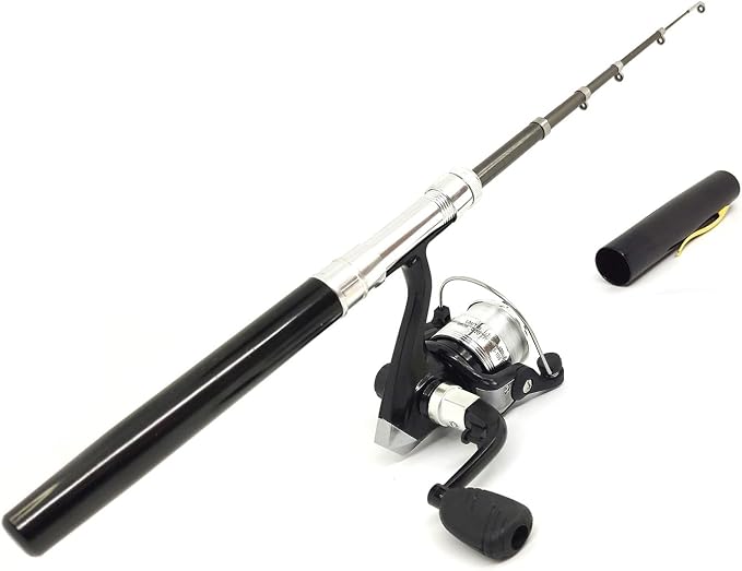 Pocket Mini 38inches Telescopic Pen Fishing Rod and Reel Combo, Portable Fishing Pole with Line Lure Hook for River Lake Reservoirs Ice Etc