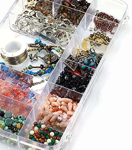 Exptolii 18 Grids Plastic Organizer Box with Dividers, Clear Compartment Container Storage for Washi Tapes Beads Crafts Jewelry Fishing Tackles, Size10.8 x 7.7 x 1.7 in