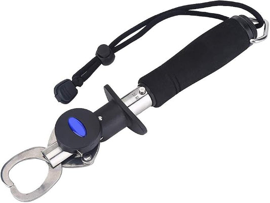 3 in 1 Fish Lip Grip Tool with Digital Scale 15kg, Fish Grabber for Freshwater Fishing, Stainless Steel EVA Foam Handle