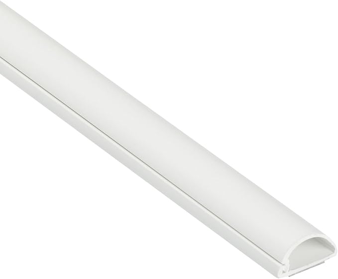 D-Line Half Round Cord Hider, Patented Cable Cover, Hide TV Wall Mount Wires, Raceway for Cords, Decorative Wire Covers, Paintable, Adhesive Cable Concealer, 1x 0.78in W x 0.39in H x 39in L,White