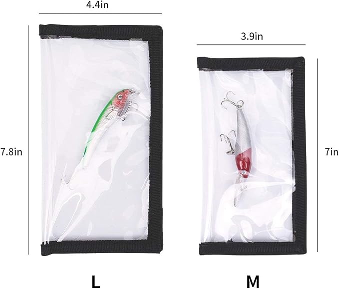 Fishing Lure Wraps 10 Packs Durable Clear PVC Lure Covers Keeps Fishing Safe Easily See Lures Fishing Hook Covers Bait Storage 5 Large 4.3" W x 7.9" L + 5 Medium 3.9" W x 7.1" L (10pcs 5L+5M)