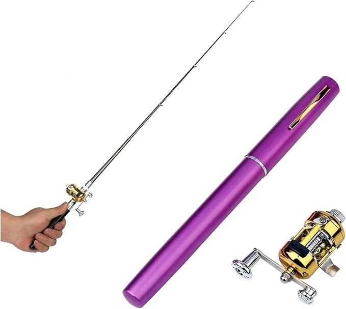2023 Pocket Size Fishing Rod - Pen Fishing Pole and Reel Combo, Portable Telescopic Small Fishing Pole Mini Fishing Rod, Micro Collapsible Fishing Rod and Reel Combo Travel Fishing Kits