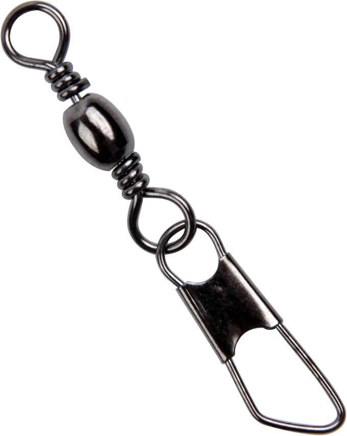 Barrel Swivel Snaps,50/100pcs Fishing Swivel Safety Snaps Stainless Steel Copper Swivel Fishing Multiple Size Black/Gold Fishing Swivel Snaps for Saltwater Freshwater