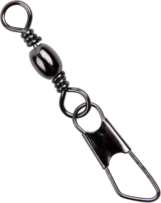 Barrel Swivel Snaps,50/100pcs Fishing Swivel Safety Snaps Stainless Steel Copper Swivel Fishing Multiple Size Black/Gold Fishing Swivel Snaps for Saltwater Freshwater