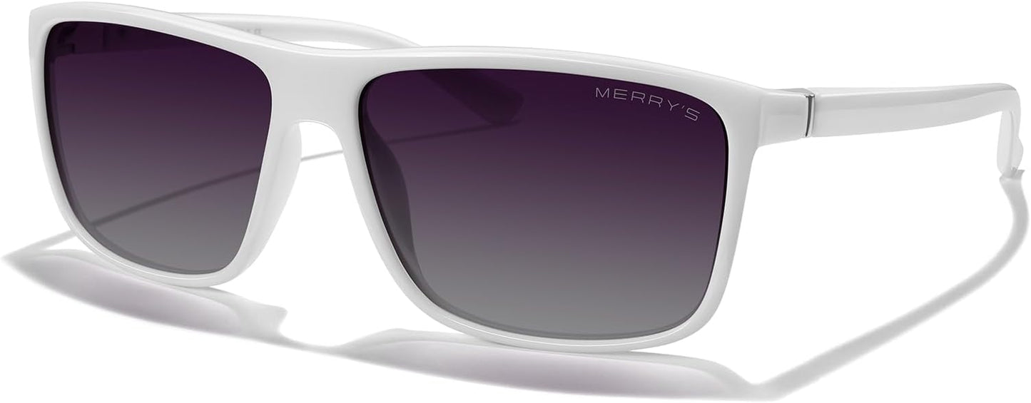 MERRY'S Rectangular Polarized Sports Sunglasses for Men Women Cycling Driving Fishing UV400 Protection S8225
