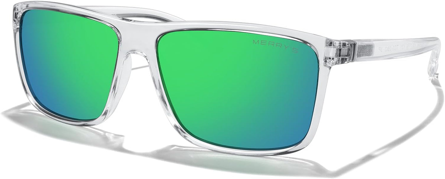 MERRY'S Rectangular Polarized Sports Sunglasses for Men Women Cycling Driving Fishing UV400 Protection S8225