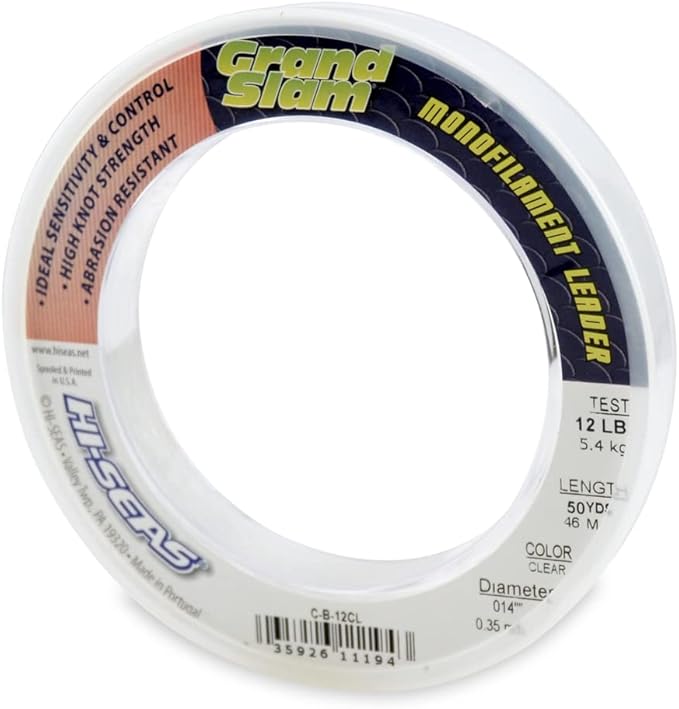 HI-SEAS Grand Slam Monofilament Fishing Leader - Superior Strong Clear Black, for Freshwater & Saltwater Big Game Bottom Fishing, Trolling