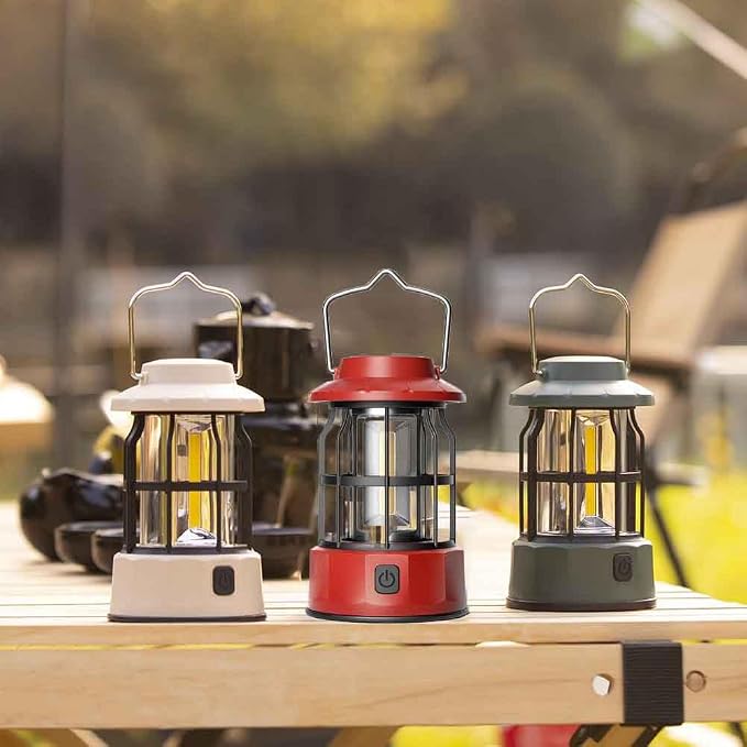 Adjustable Waterproof Rechargeable Camping Lantern, Emergency Light, Fishing, Adventures, Power Outages, Black