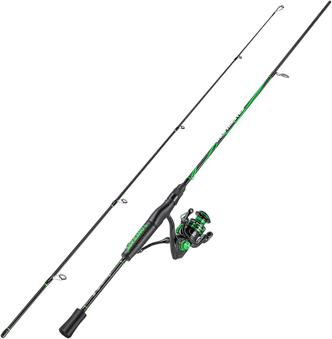 One Bass Fishing Rod Reel Combos, Spinning & Casting Combo, Graphite 2Pc Blanks, Stainless-Steel Guides, Super Polymer Handle