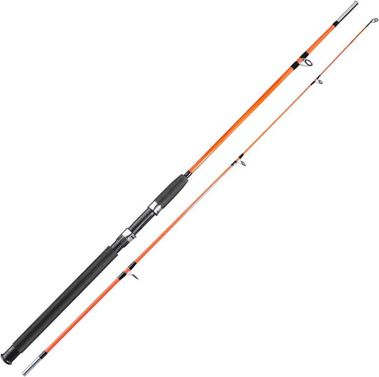 Sougayilang Fishing Rod, 2-Piece Composite Graphite & Glass Blanks Saltwater Trolling Rod Offshore Surf Fishing Pole with Stainless Steel Line Guides for Catfish, Salmon Glass Fiber Spinning Rod