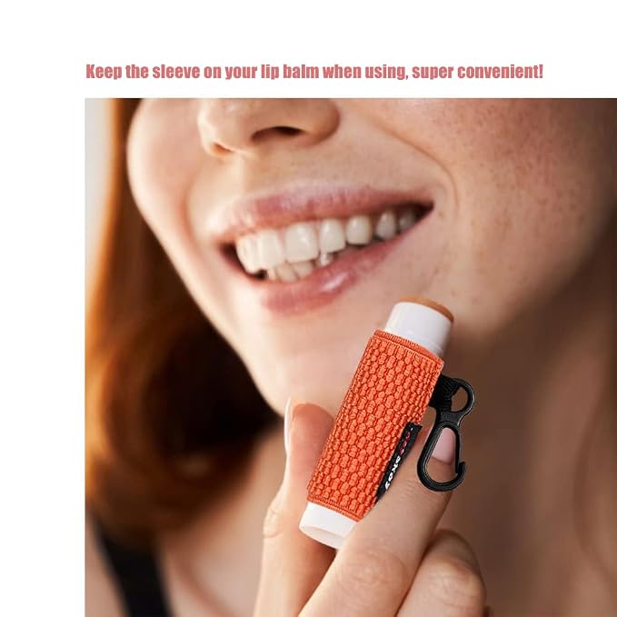 HEYSKAY Lip Balm 3pcs Holder Sleeves Compact Clip On Keychain Lipstick Chapstick Lip Gloss Elastic Sleeves