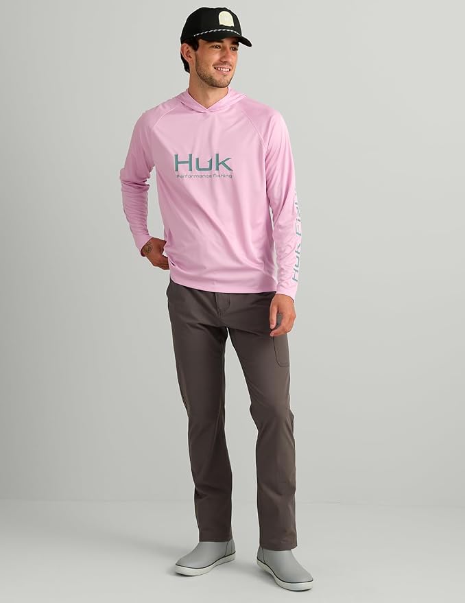 HUK Mens Pursuit Vented Long Sleeve Hoodie, Fishing Shirt with Hood