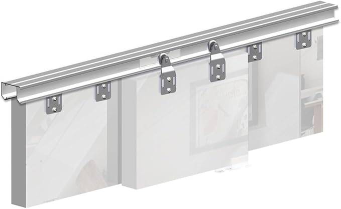Sliding Closet Door Hardware Kit - 94-inch Double Track for 2 Or 3 Bypass Doors Up to 100lbs - SLID'UP 110