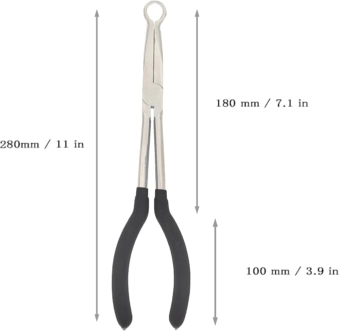 1 Piece 11 Inch Long Reach - Long - circle plier-Degree Angle, Long Reach Circle PliersDesigned for Mechanics, Technicians, and Contractors Milled-Jaws Steel