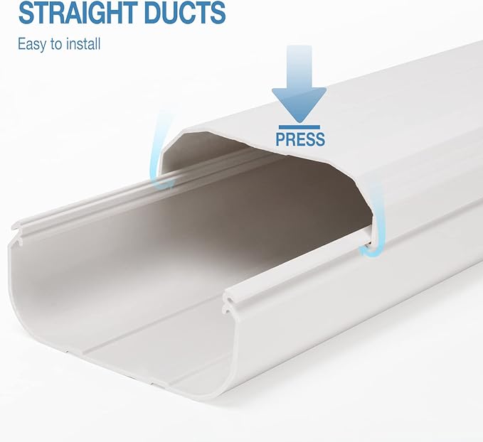 4" W 9Ft L Line Set Cover Kit for Mini Split Air Conditioners Decorative PVC Slim Line Cover for Central AC & Heat Pumps Systems Tubing Cover