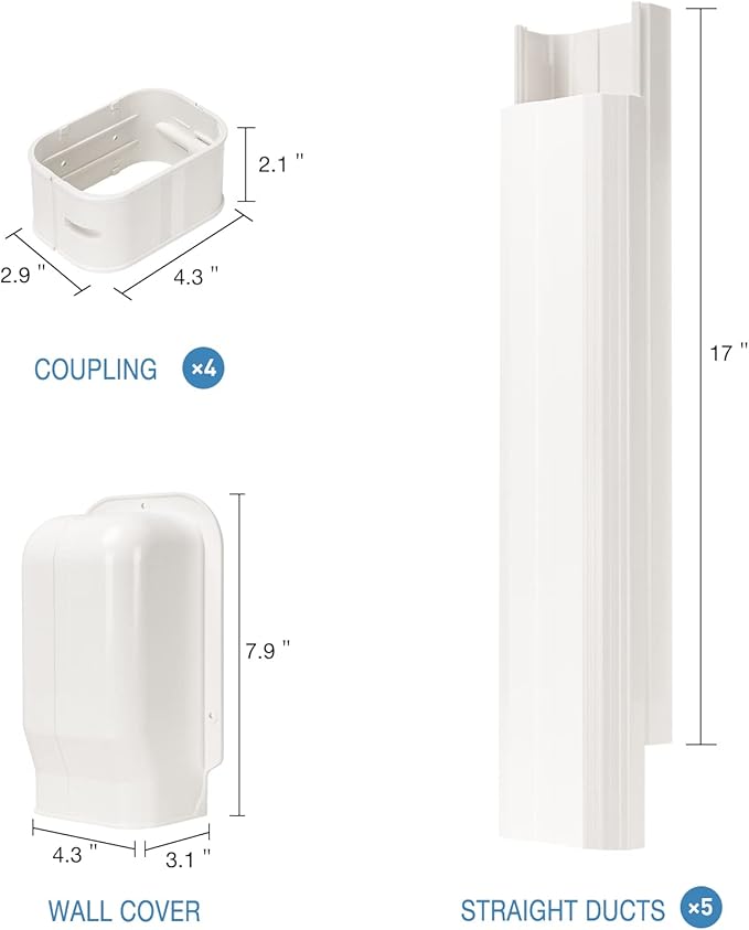 4" W 13.5Ft L Line Set Cover Kit for Mini Split Air Conditioners Decorative PVC Slim Line Cover for Central AC & Heat Pumps Systems Tubing Cover