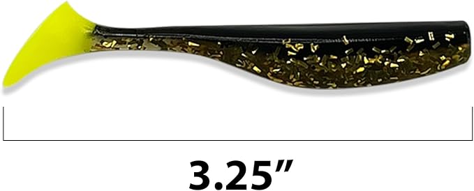 Soft Plastic Paddle Tail Swimbaits Pack of 12 – 3 1/4" & 4" Soft Plastic Fishing Lures with Extra-Large Tail for Lifelike Swimming Action – Freshwater & Saltwater