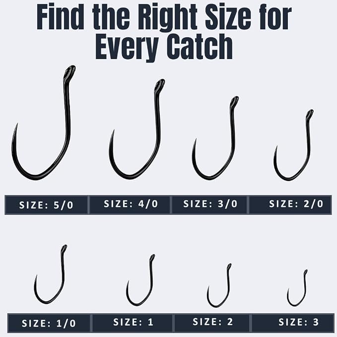 Maruto Barbless Grabber Sickle Fishing Hooks, Strong Japanese High Carbon Steel, Sizes #1 to 5/0, Black, Red & Pink