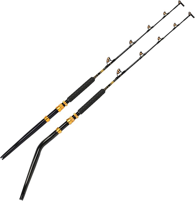 Fiblink Bent Butt Fishing Rod 2-Piece Saltwater Offshore Trolling Rod Big Game Roller Rod Conventional Boat Fishing Pole