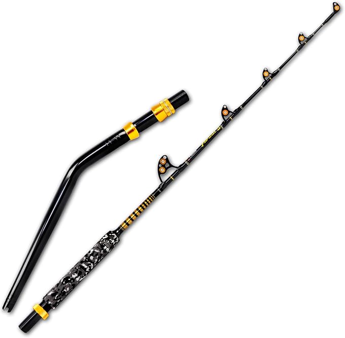 Fiblink 1-Piece Saltwater Offshore Trolling Rod 6-Feet Big Game Rod Conventional Boat Fishing Pole