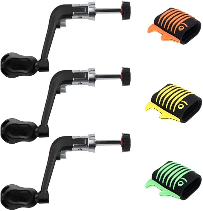 Fishing Reel Replacement Handle with Knob Covers, Spinning Casting Baitcaster Reel Grip Parts Universal Rocker Arm Non-Slip Rubber Sleeve