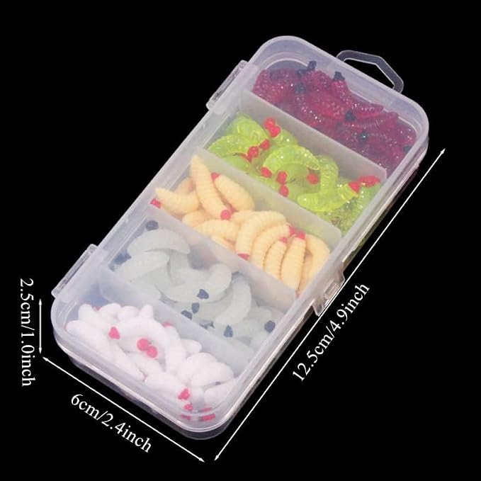 100pcs Soft Silicone Maggot Worm, Soft Artificial Bread Worm Fishing Lure, Biomimetic Earthworm Lures Worm Fishing Lures Simulation Bait Fake Worm