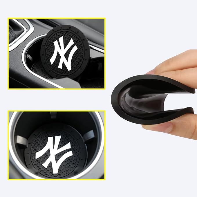 2 Pack Yankees Car Cup Holder, Non-Slip Cup Coasters for New York NY Baseball Fans Fashion car Interior Accessories,Decorative Car Cup Mat, Diameter 2.75 Inch