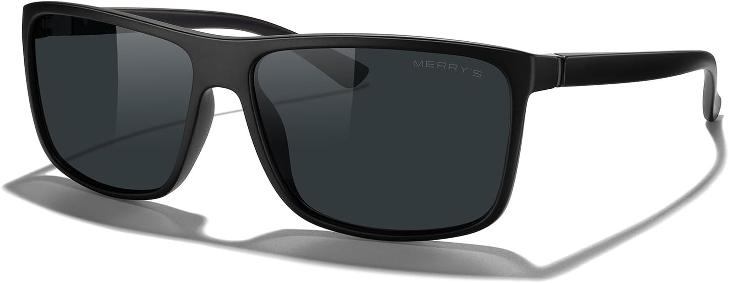 MERRY'S Rectangular Polarized Sports Sunglasses for Men Women Cycling Driving Fishing UV400 Protection S8225