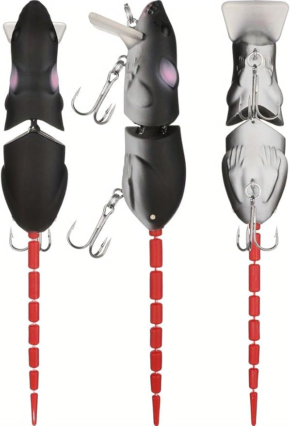 3pcs Topwater Bass Lures, Saltwater Fishing Lure Kit, Propeller Hard Fishing Bait, Top water Trout Pike Perch Musky Crappie Lures, Crankbait with Floating Rotating Tail Tractor (AH8515N- 3.35" 0.53oz)