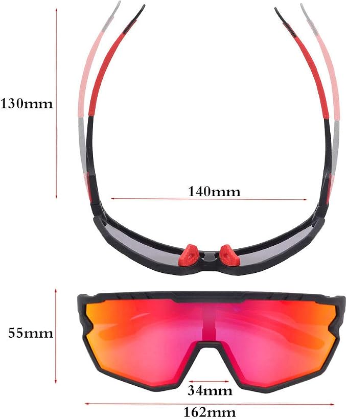 Polarized Men Women Sports Sunglasses, UV400 Wrap-Around Cycling Baseball TR90 Eyewear for Fishing Driving Softball