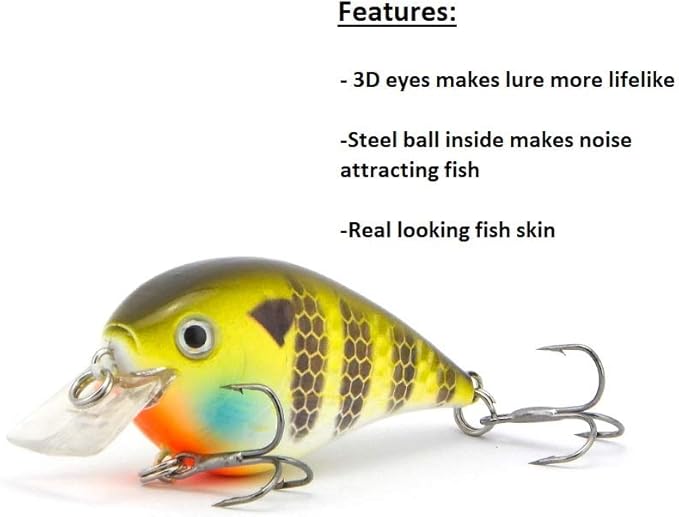 Crankbait for Bass Fishing inches Shallow Diving Crank Bait Square Bill Cranking Fishing Lures