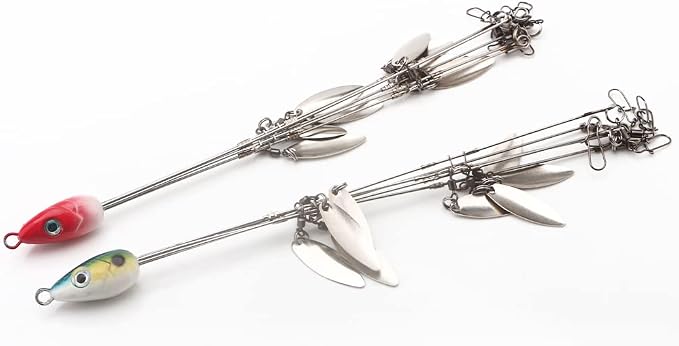 5 Arms Alabama Rig Fishing Lure, Umbrella Rig with Spinner for Striper, A-Rig for Boat Trolling Frashwater/Saltwater, with Soft Swimbait and Hooks for Bass Crappie Walleye Pickerel Trout Perch