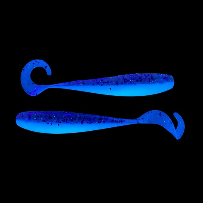 A.M. Fishing Curly Tail Jerkshad 4 Inch Soft Baits Garlic Infused,– 8 Pack – Saltwater & Freshwater Fishing Lures for Bass, Redfish, Snook, and Trout