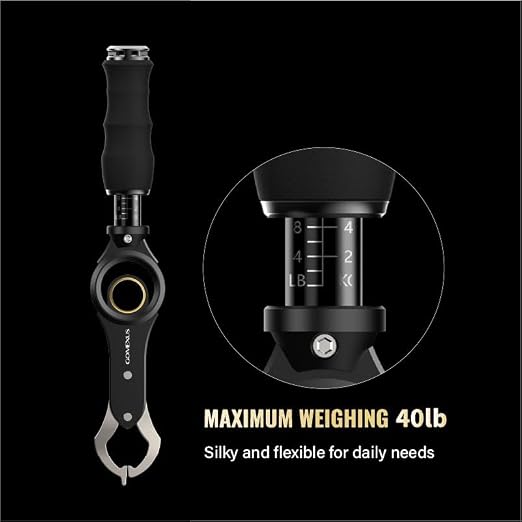 Gomexus Fish Lip Gripper with Scale,Max 40lbs Scale,for Safe Handling Fish,Easy Hook Removal-Ideal Fishing Gifts for Men