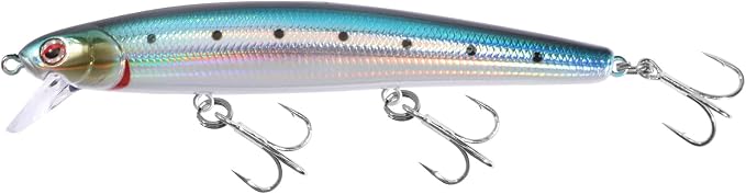LITTMA California Surf Fishing Lures Saltwater Jerkbait Crankbait Surf Minnow 110/125 - Metallic Sardine Super Glow & Pearl Pink Belly Glow Lures for Halibut & Striper Fishing