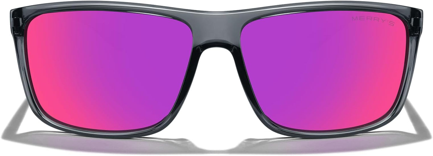 MERRY'S Rectangular Polarized Sports Sunglasses for Men Women Cycling Driving Fishing UV400 Protection S8225