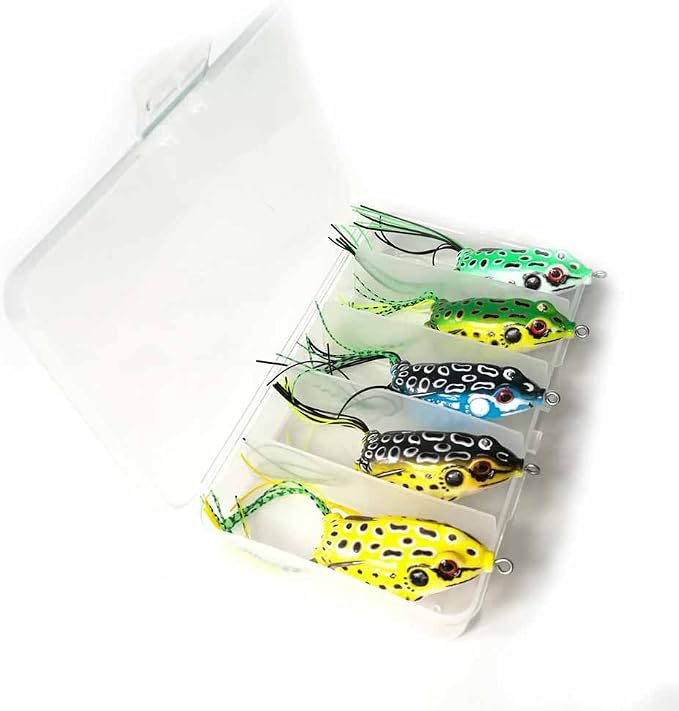 5pcs Frog Lure Ray Frog Topwater Fishing Crankbait Lures/Artificial Soft Bait 5.5CM 8G Soft Tube Bait,Especially for Bass Snakehead,Freshwater Soft Bai Musky Tackle Box Spitted weedless bas